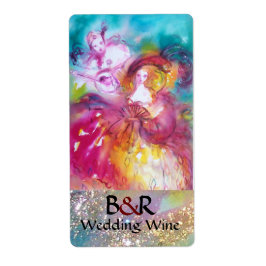 PIERROT EN ARLECCHINA Venetiaanse maskers Wijnwijn Etiket