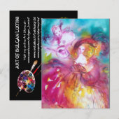 PIERROT EN ARLECCHINA / Venetiaanse Masquerade Uitnodiging Briefkaart (Voorkant / Achterkant)