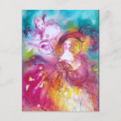 PIERROT EN ARLECCHINA / Venetiaanse Masquerade Uitnodiging Briefkaart (Voorkant)