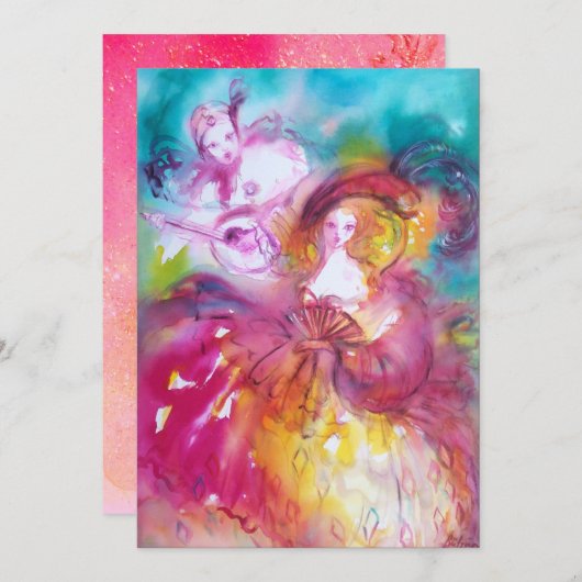 PIERROT EN ARLECCHINA Venetian Carnival, Aankondiging (Voorkant / Achterkant)