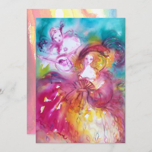 PIERROT EN ARLECCHINA Venetian Carnival, Aankondiging (Voorkant / Achterkant)