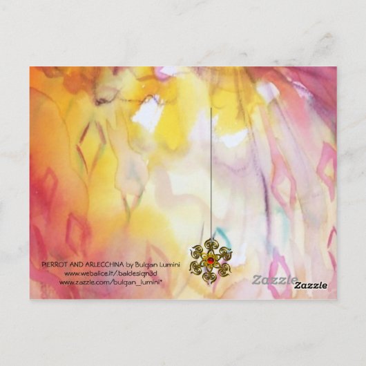 PIERROT EN ARLECCHINA Venetian Carnival, Briefkaart (Achterkant)