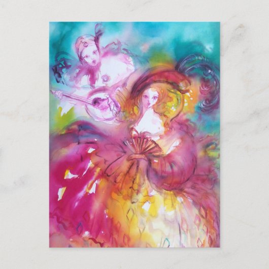 PIERROT EN ARLECCHINA Venetian Carnival, Briefkaart (Voorkant)