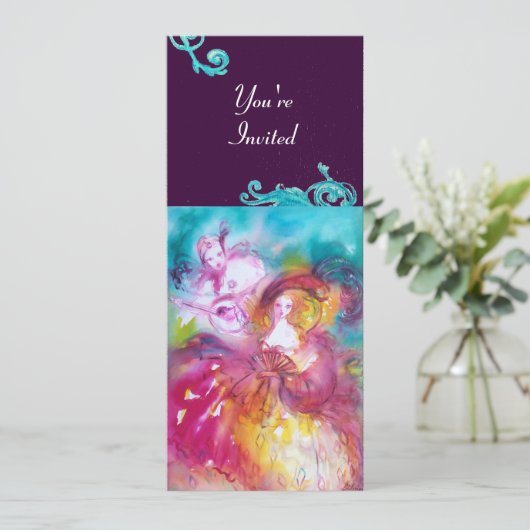 PIERROT EN ARLECCHINA Venetian Carnival, Kaart (Staand voorkant)