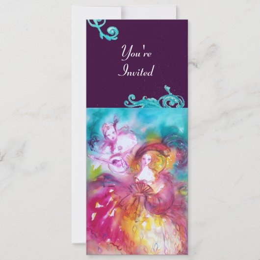 PIERROT EN ARLECCHINA Venetian Carnival, Kaart (Voorkant)