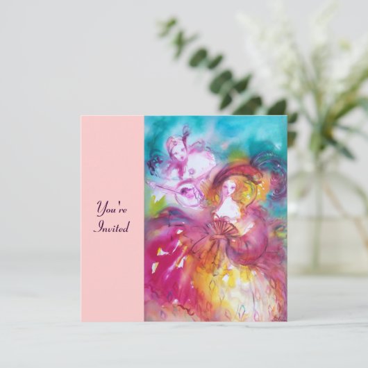 PIERROT EN ARLECCHINA Venetian Carnival, Kaart (Staand voorkant)