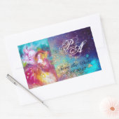 PIERROT EN ARLECCHINA Venetian Carnival, Monogram Rechthoekige Sticker (Envelop)