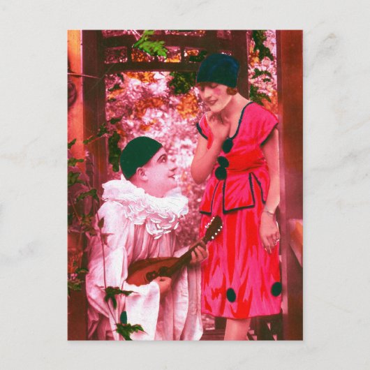 Pierrot en Columbine Briefkaart (Voorkant)