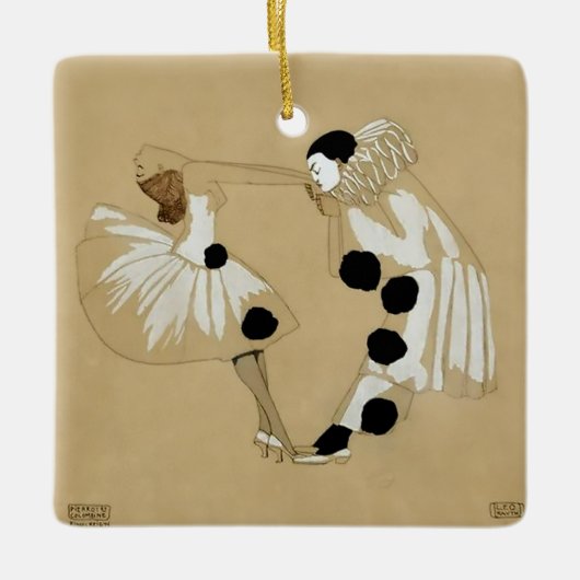 “Pierrot en Columbine” van Leo Rauth Keramisch Ornament (Voorkant)