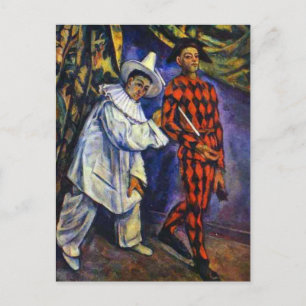 Pierrot en Harlekijn door Paul Cezanne briefkaart