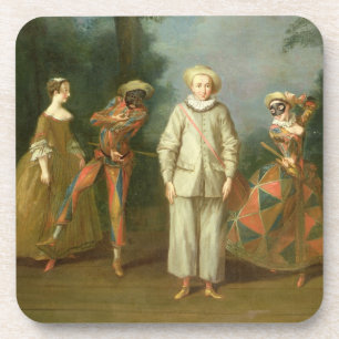 Pierrot en Harlequin Bier Onderzetter