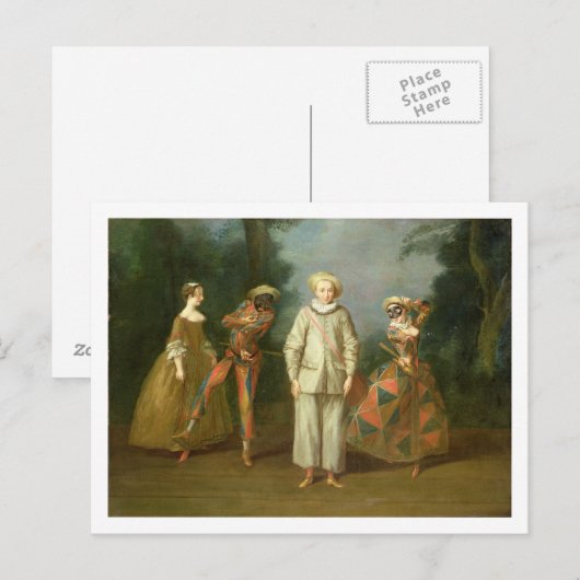 Pierrot en Harlequin Briefkaart (Voorkant / Achterkant)