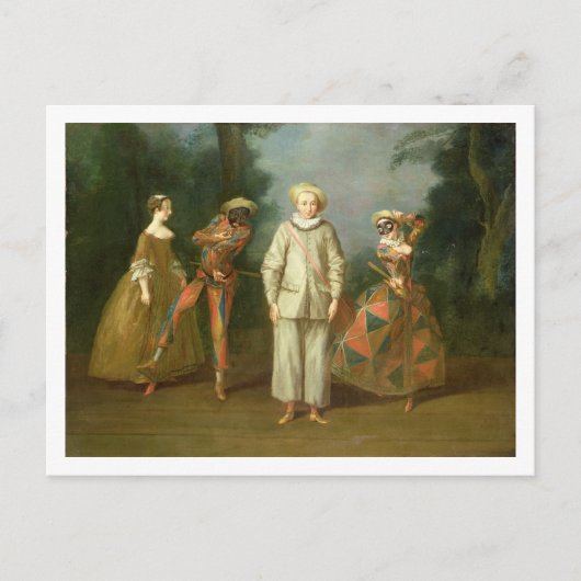 Pierrot en Harlequin Briefkaart (Voorkant)