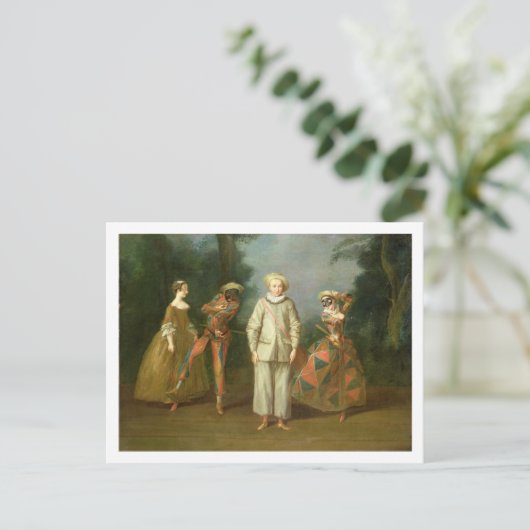 Pierrot en Harlequin Briefkaart (Staand voorkant)