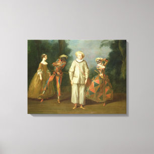 Pierrot en Harlequin Canvas Afdruk