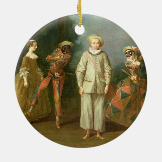 Pierrot en Harlequin Keramisch Ornament (Achterkant)