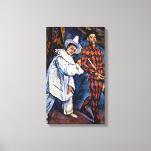 Pierrot en Harlequin, Mardi Gras van Paul Cezanne Canvas Afdruk