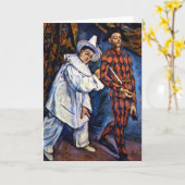 Pierrot en Harlequin, Mardi Gras van Paul Cezanne Kaart (Gele Bloem)
