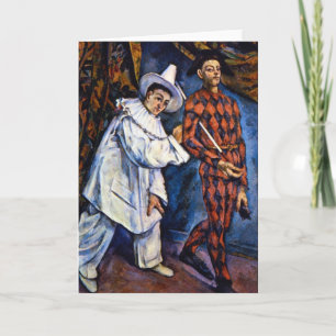 Pierrot en Harlequin, Mardi Gras van Paul Cezanne Kaart