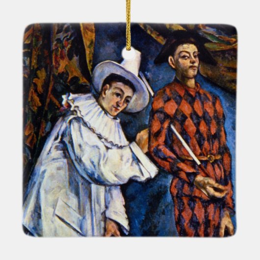 Pierrot en Harlequin, Mardi Gras van Paul Cezanne Keramisch Ornament (Achterkant)
