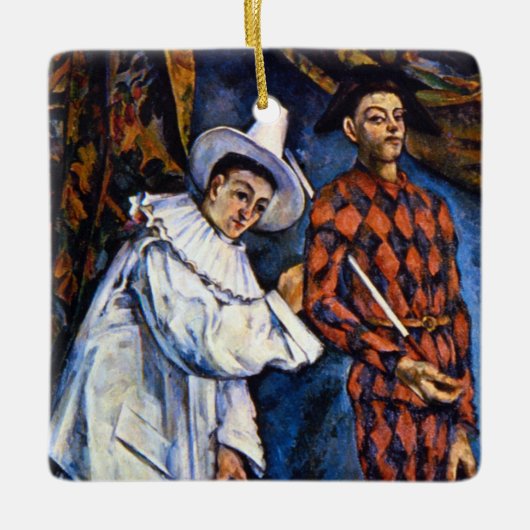 Pierrot en Harlequin, Mardi Gras van Paul Cezanne Keramisch Ornament (Voorkant)