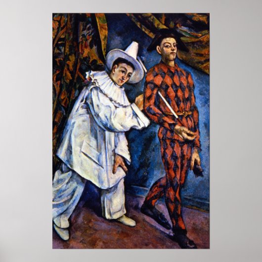 Pierrot en Harlequin, Mardi Gras van Paul Cezanne Poster (Voorkant)