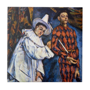 Pierrot en Harlequin, Mardi Gras van Paul Cezanne Tegeltje