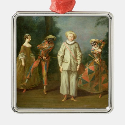 Pierrot en Harlequin Metalen Ornament (Voorkant)