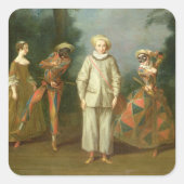 Pierrot en Harlequin Vierkante Sticker (Voorkant)