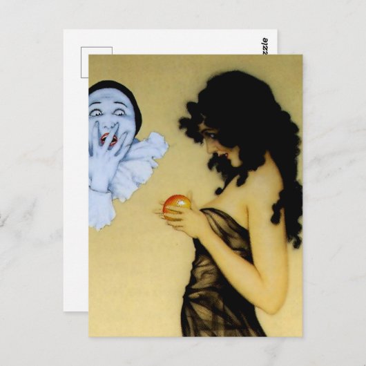 “Pierrot en verleiding” van Raphael Kirchner Briefkaart (Voorkant / Achterkant)