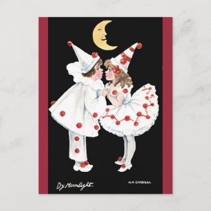 Pierrot Kinder Kinderen Koud Couple Briefkaart