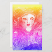 PIERROT MET CAT / Mardi Gras Masquerade Party Briefpapier (Voorkant / Achterkant)