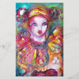 PIERROT MET CAT / Mardi Gras Masquerade Party Briefpapier