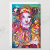 PIERROT MET CAT / Mardi Gras Masquerade Party Briefpapier (Voorkant / Achterkant)