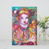 PIERROT MET CAT / Mardi Gras Masquerade Party Briefpapier (Staand voorkant)