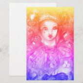 PIERROT MET CAT / Mardi Gras Masquerade Party Briefpapier (Voorkant / Achterkant)