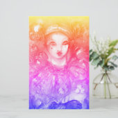 PIERROT MET CAT / Mardi Gras Masquerade Party Briefpapier (Staand voorkant)