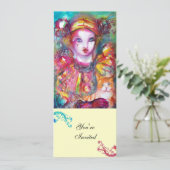 PIERROT MET CAT / Mardi Gras Masquerade Party Kaart (Staand voorkant)