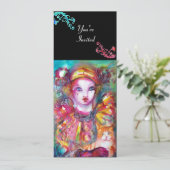 PIERROT MET CAT / Mardi Gras Masquerade Party Kaart (Staand voorkant)