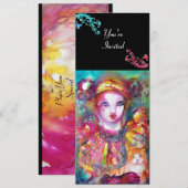 PIERROT MET CAT / Mardi Gras Masquerade Party Kaart (Voorkant / Achterkant)