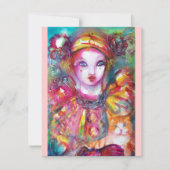 PIERROT MET CAT / Mardi Gras Masquerade Party Kaart (Voorkant)