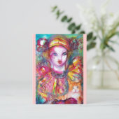 PIERROT MET CAT / Mardi Gras Masquerade Party Kaart (Staand voorkant)