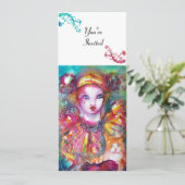 PIERROT MET CAT / Mardi Gras Masquerade Party Kaart (Staand voorkant)