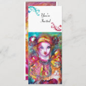 PIERROT MET CAT / Mardi Gras Masquerade Party Kaart (Voorkant / Achterkant)