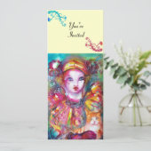 PIERROT MET CAT / Mardi Gras Masquerade Party Kaart (Staand voorkant)