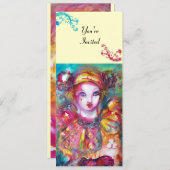 PIERROT MET CAT / Mardi Gras Masquerade Party Kaart (Voorkant / Achterkant)