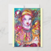 PIERROT MET CAT / Mardi Gras Masquerade Party Kaart (Voorkant)