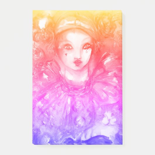 PIERROT MET CAT / Mardi Gras Masquerade Party Post-it® Notes (Voorkant)