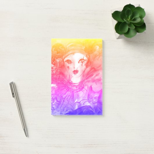 PIERROT MET CAT / Mardi Gras Masquerade Party Post-it® Notes (Kantoor)