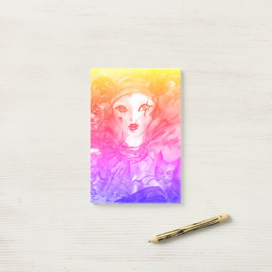 PIERROT MET CAT / Mardi Gras Masquerade Party Post-it® Notes (Op bureau)